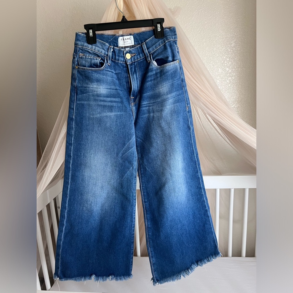 Frame Denim Jeans Size 26 (Wide Leg Frayed Raw Hem) Dominion Jeans
